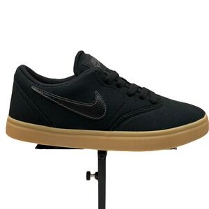 Nike SB Check Youth Boys Skate Canvas Sneakers Size 4Y Black-Tan Lace up Low Top